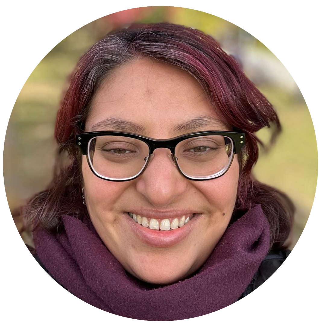 cartoon girl with a purple hair waving